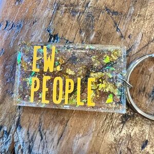 Glitter Keychain with Yellow Text